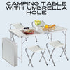 Portable Folding Camping Table with 4 Stools and Umbrella Hole PS47