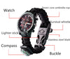 Paracord Survival Black Watch Bracelet Compass Flint Fire Starter With Compass Ps107