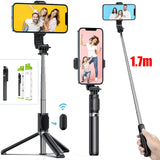 SUPER LONG SELFIE STICK, TRIPOD STAND WITH DETACHABLE BLUETOOTH REMOTE