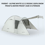 PARBAT TENT-ALPINE 5.2 / 2 ROOM / SNOW PROOF & WATER PROOF SIZE 5-6 PERSONS (ONLY OFF-WHITE)