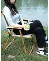 Garden Art Folding Portable Metal Camping Chair with Wooden Armset
