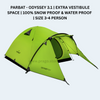 PARBAT - ODYSSEY 3.1 | EXTRA VESTIBULE SPACE | 100% SNOW PROOF & WATER PROOF | SIZE 3-4 PERSON