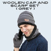 Winter Knit Woolen Cap with Neck Warmer Scarf Set