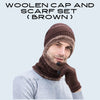 Winter Knit Woolen Cap with Neck Warmer Scarf Set