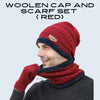 Winter Knit Woolen Cap with Neck Warmer Scarf Set