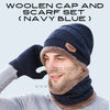 Winter Knit Woolen Cap with Neck Warmer Scarf Set