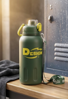 DESIGN Series 1200ml High-Capacity Sports Water Bottle – Matte Forest Green | BPA-Free Leak-Proof Jug with Clear Spout, Dust Cap, and Adjustable Shoulder Strap for Kids, School & Travel