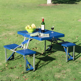 Plastic Blue Table And Chair Set Folding Table outdoor table chair with umbrella ps 187