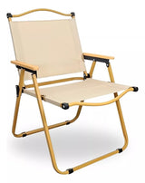 Garden Art Folding Portable Metal Camping Chair with Wooden Armset