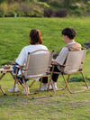 Garden Art Folding Portable Metal Camping Chair with Wooden Armset