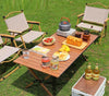 Garden Art Folding Portable Metal Camping Chair with Wooden Armset