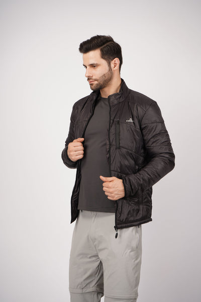 Windproof Unisex Winter Parbat Puffer Jacket - Black